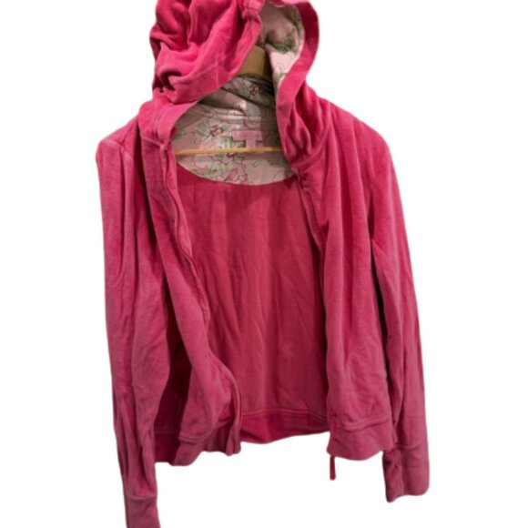 Lilly Pulitzer Vibrant Pink Velour Zip-Up Hoodie Womens Size M - Picture 1 of 7